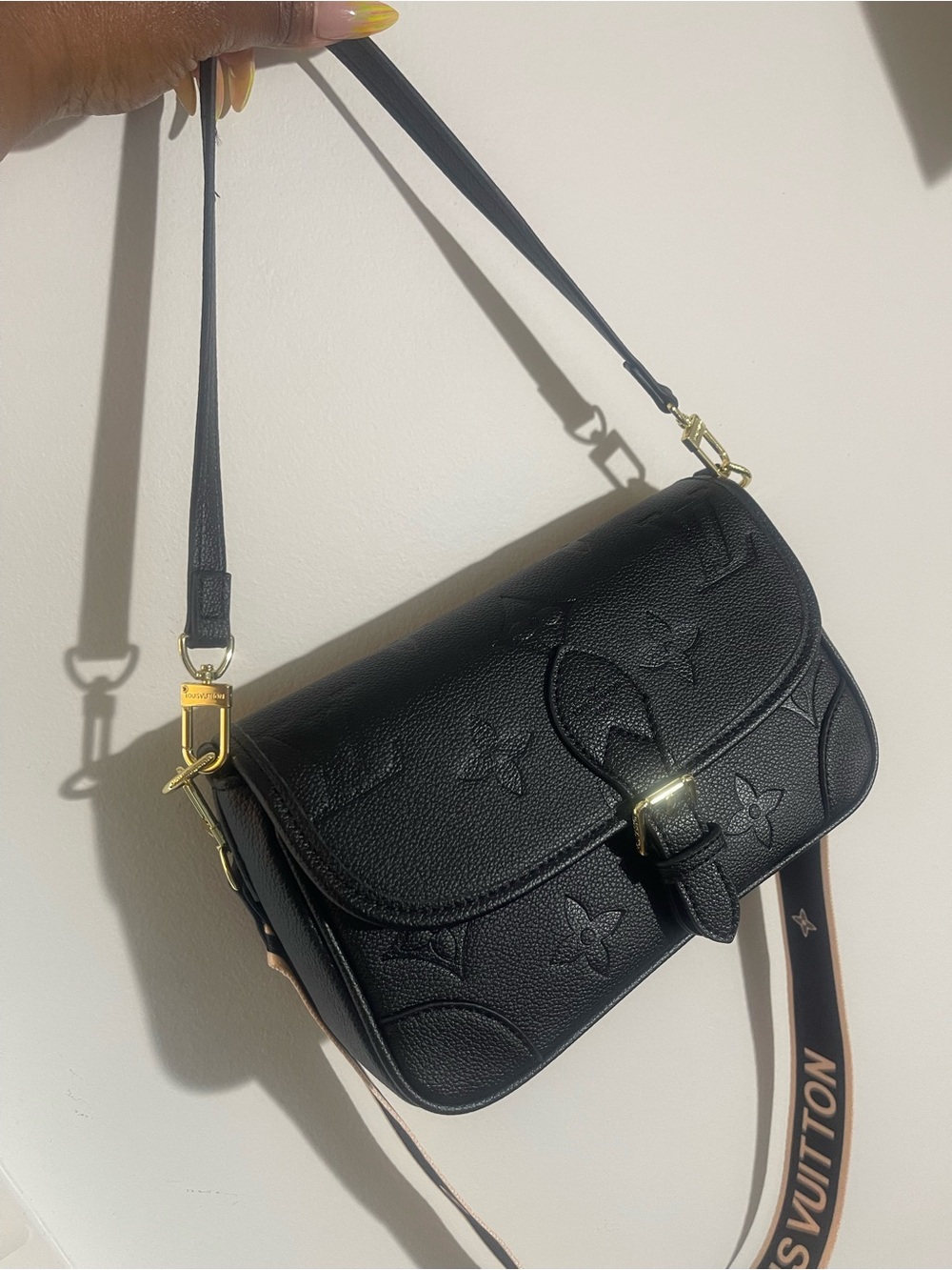 Black Embossed Diane Bag